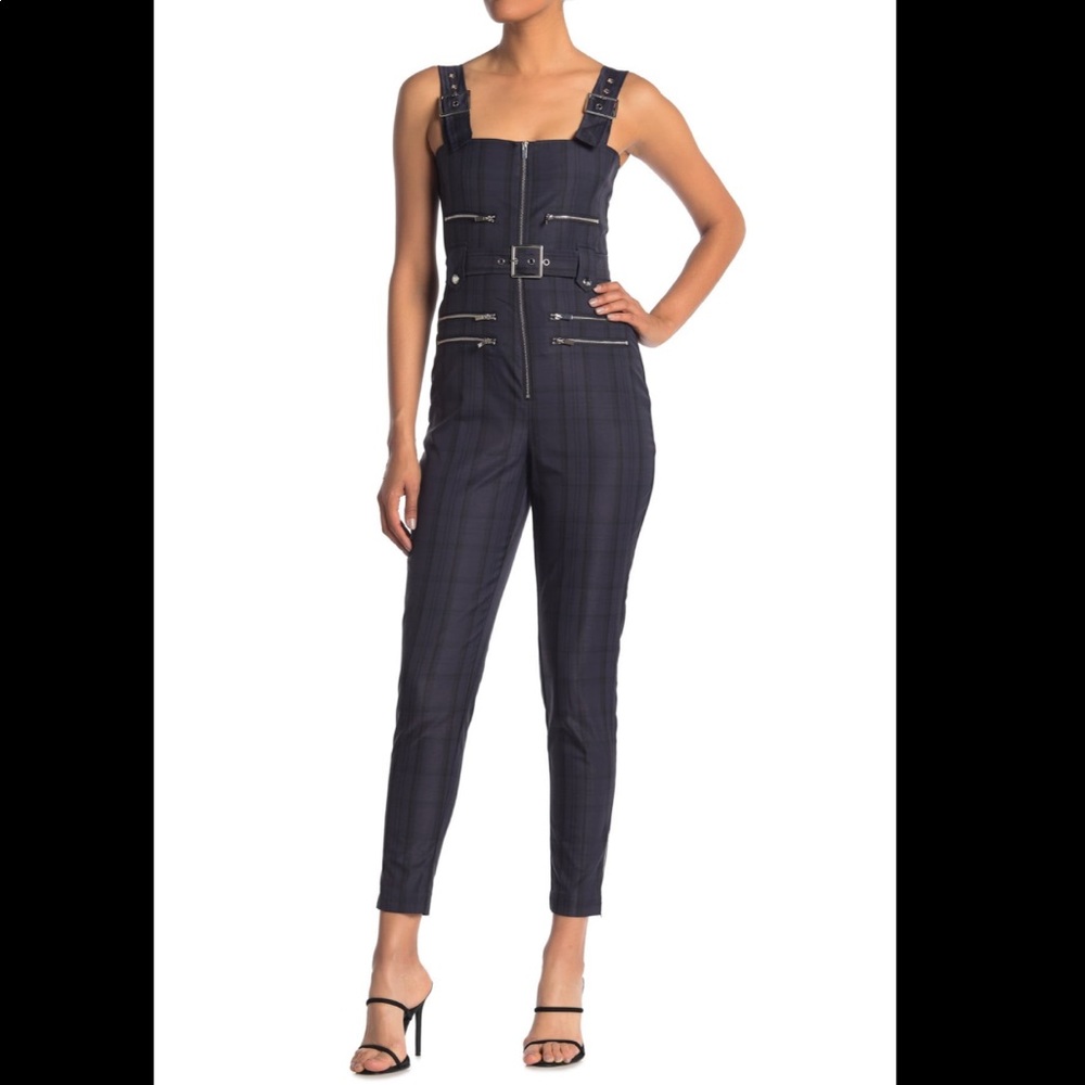 NWT WeWoreWhat Plaid Moto Overalls